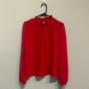SHEIN Red Long Sleeve High Neck Top Size Medium